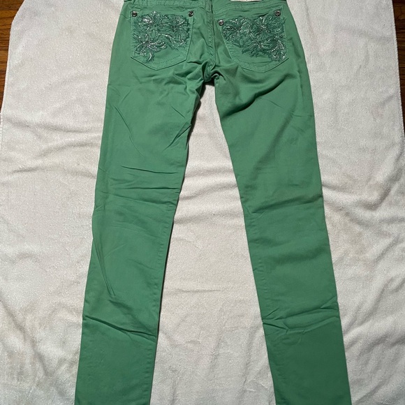 Miss Me Green Skinny Jeans - Picture 3 of 11